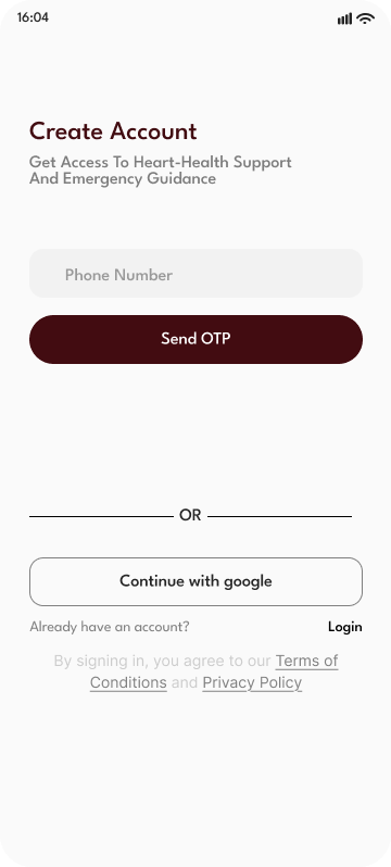Heart Attack Ethiopia sign up screen